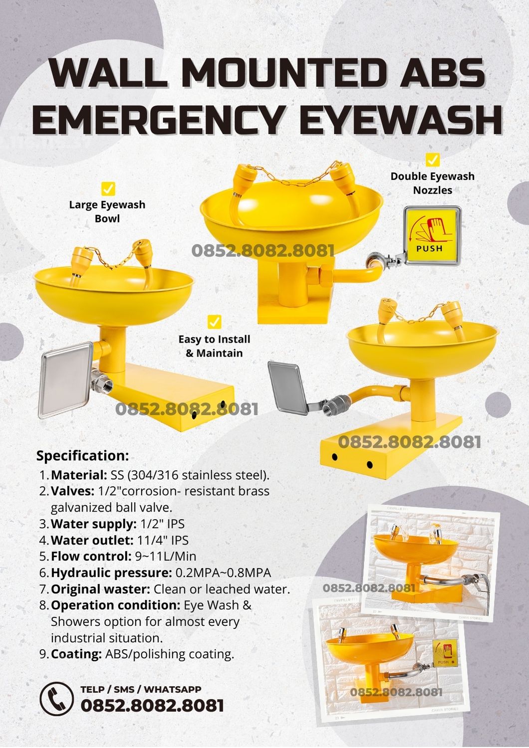 jual eyewash wall mounted abs
