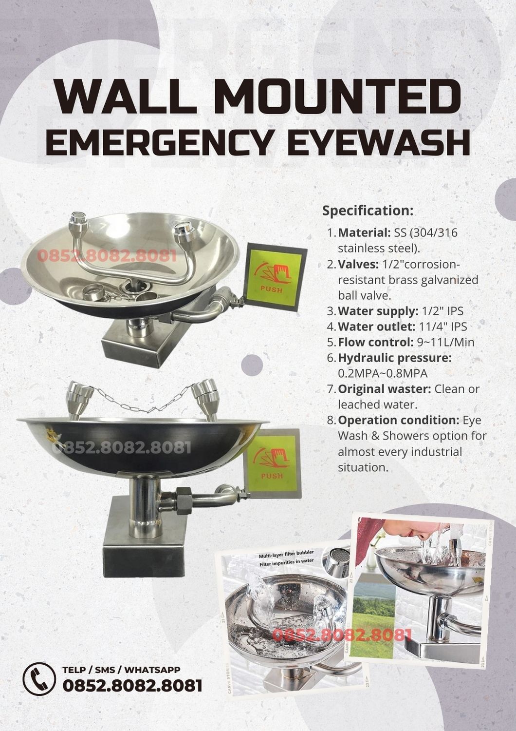 jual eyewash wall mounted stainless