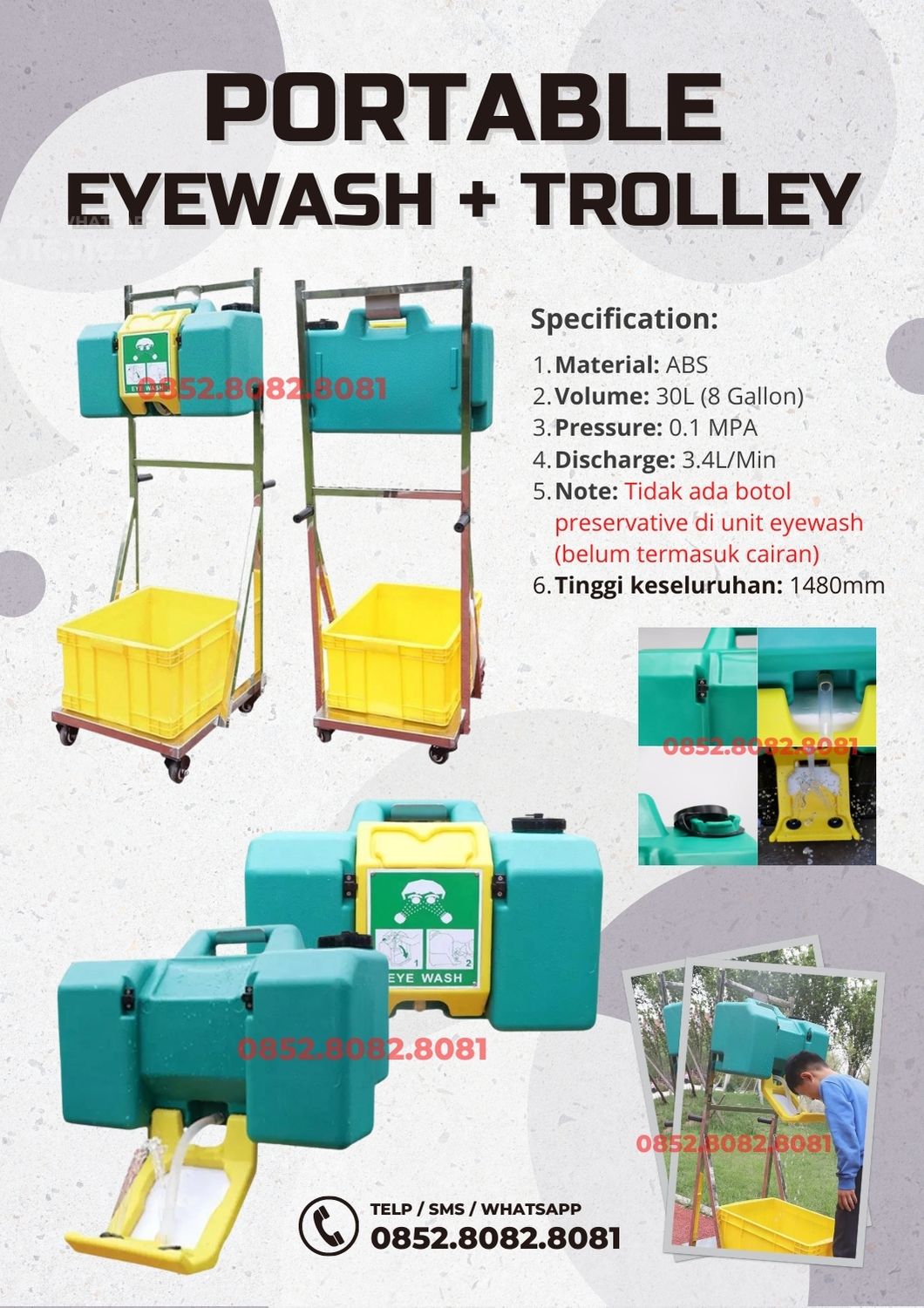 jual portable eyewash dan trolley